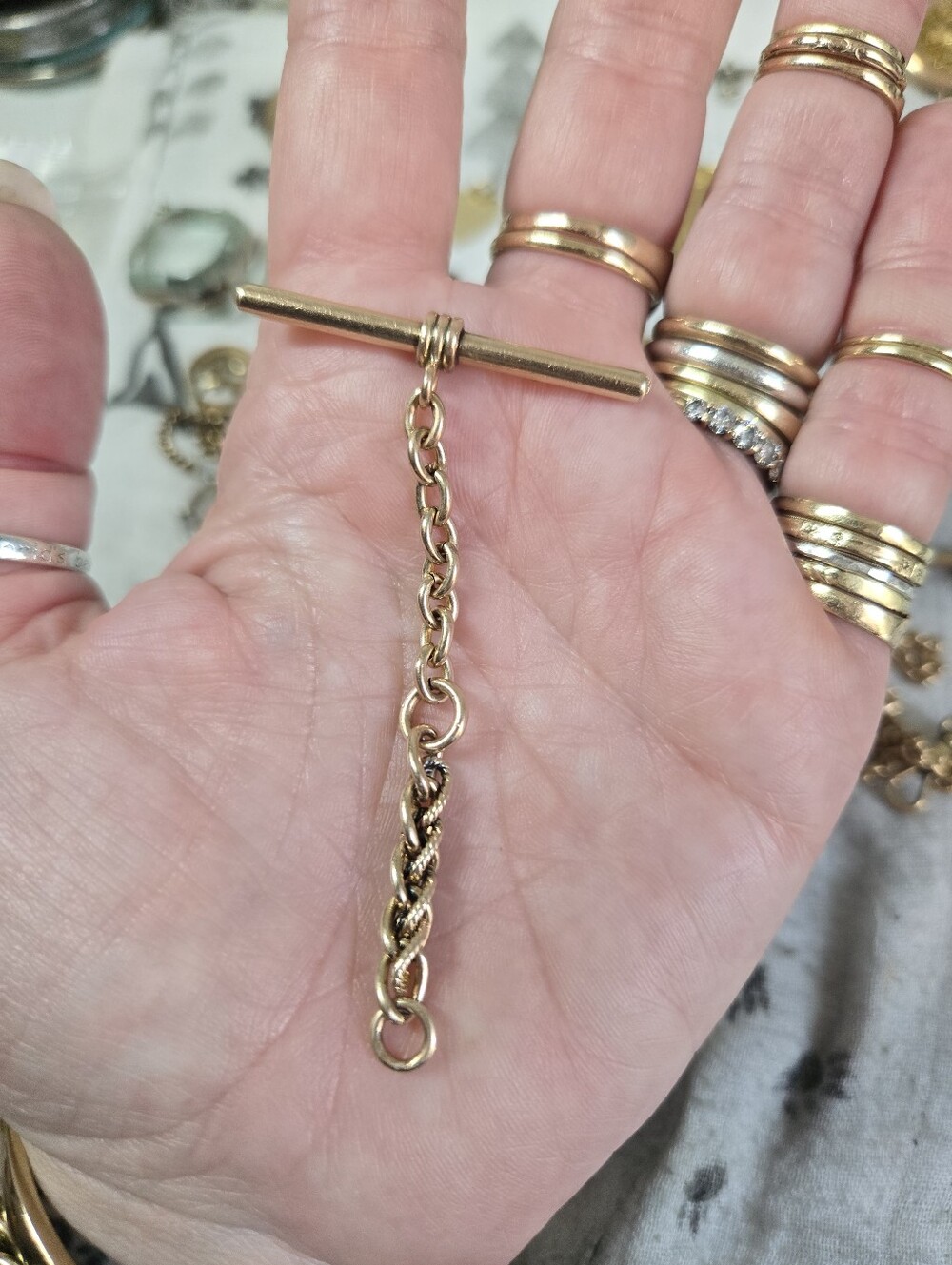 Victorian Gold Filled T-Bar Watch Chain Extender